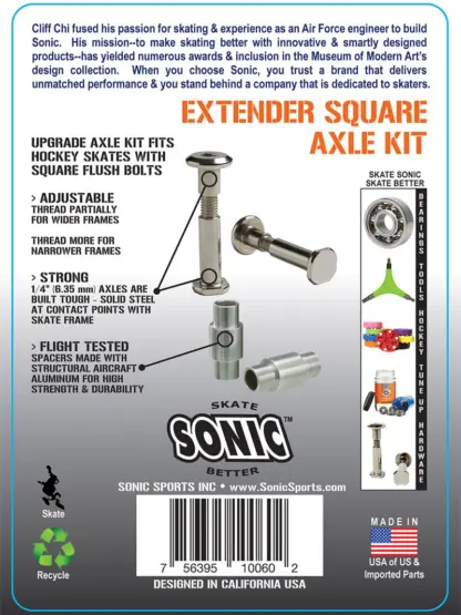 Sonic Universal Extender 6mm Square Inline Axle Kit (8) - Image 2